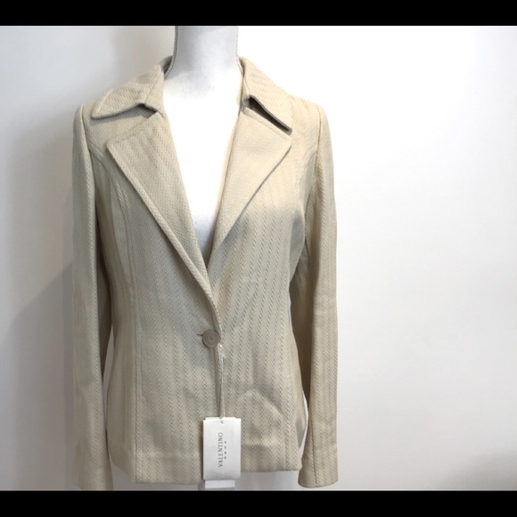 VALENTINO ROMA NWT NUDE TEXTURED BLAZER JKT SZ 10 - Picture 1 of 12